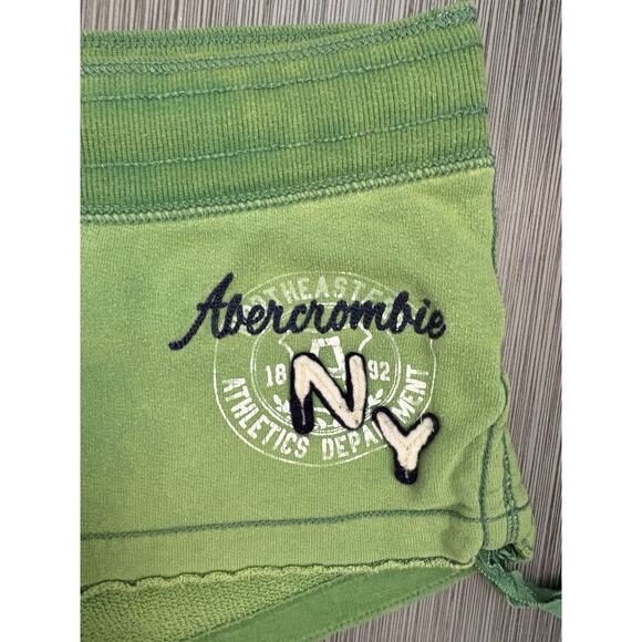 Abercrombie Y2K Micro Mini Sweat Shorts Green Size Large Cotton Blend Logo - Picture 3 of 7